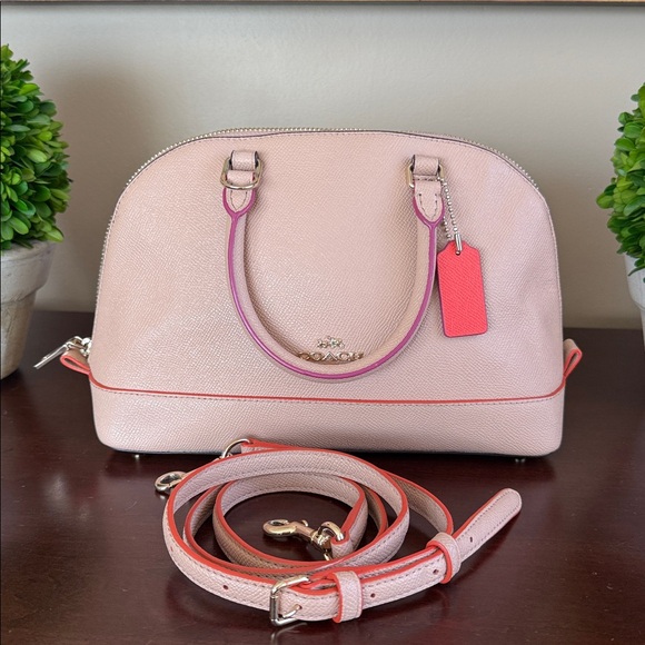 COACH F13310 MINI SIERRA NUDE PINK MULTI CROSSGRAIN LEATHER SATCHEL 🌟EUC🌟 - Picture 9 of 17